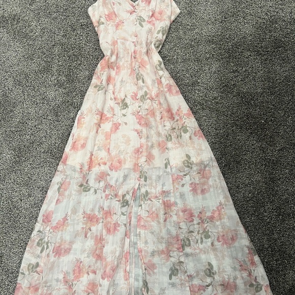 Guess White Cream Maxi Dress with Flutter Cap Sleeves - Picture 1 of 3